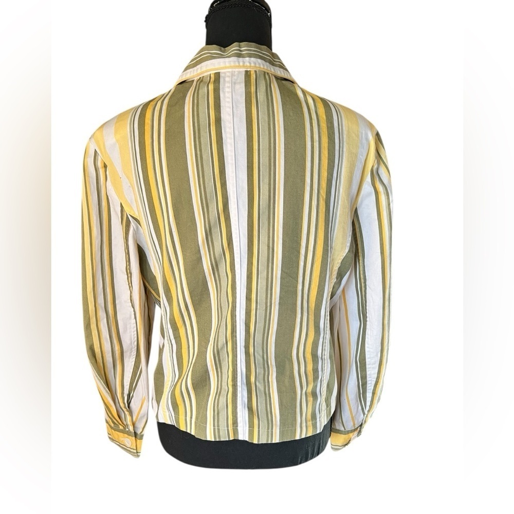 Mondi Vintage Green and Yellow Striped Button-Down Shirt - Picture 4 of 5